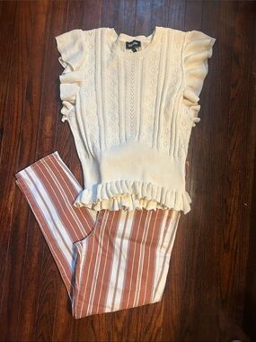 American Eagle Striped Ankle Jeans and Express Knit Top